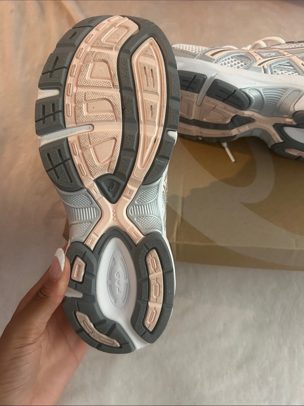 Asics White, Silver & Light Pink Athletic Running Shoes - Picture 2 of 7